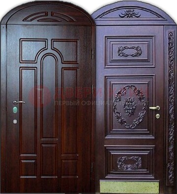 Стильная железная арочная дверь с декоративным элементом ДА-24 в Люберцах