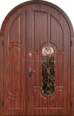 Арочная двухстворчатая стальная дверь Винорит ДА-54 в Люберцах