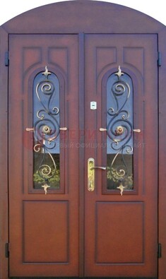 Двухстворчатая стальная дверь Винорит в форме арки ДА-55 в Люберцах