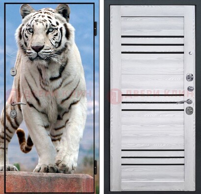 Стальная дверь с фотопечатью тигра ДФ-12 в Люберцах