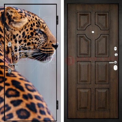 Металлическая дверь с фотопечатью леопарда ДФ-26 в Люберцах