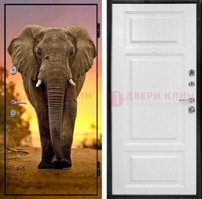 Металлическая дверь с фотопечатью слона ДФ-30 в Люберцах