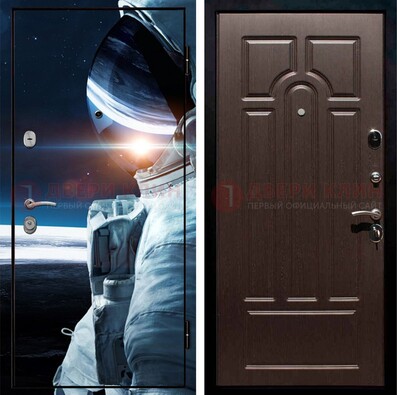 Стальная дверь с фотопечатью космонавта ДФ-4 в Люберцах