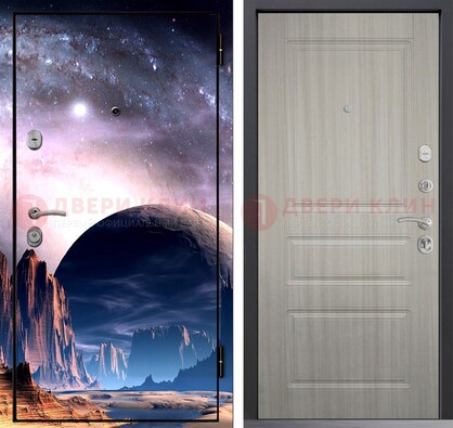 Железная дверь с фотопечатью космоса и планеты ДФ-50 в Люберцах