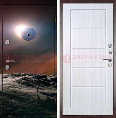 Стальная дверь с фотопечатью планет ДФ-8 в Люберцах