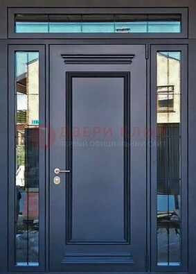 Черная металлическая дверь с фрамугой и филенкой ДФГ-19 в Люберцах