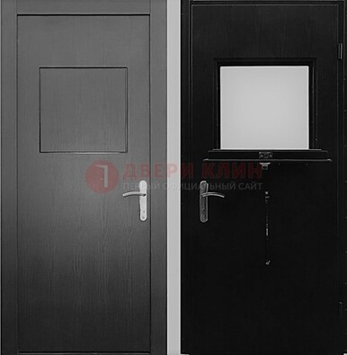 Черная стальная дверь в кассу ламинат внутри ДКС-3 в Люберцах