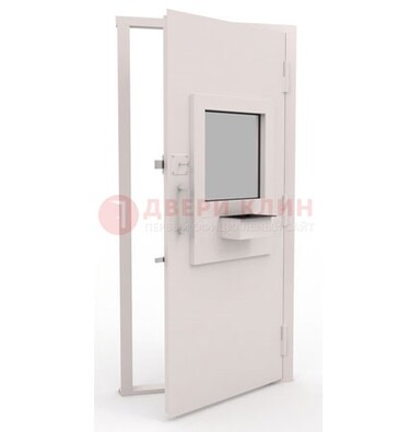 Белая металлическая дверь в кассу с нитроэмалью ДКС-4 в Люберцах