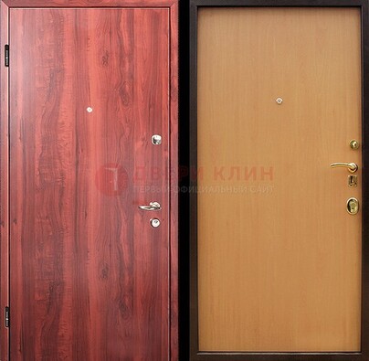 Красная железная дверь с ламинатом ДЛ-3 в Люберцах