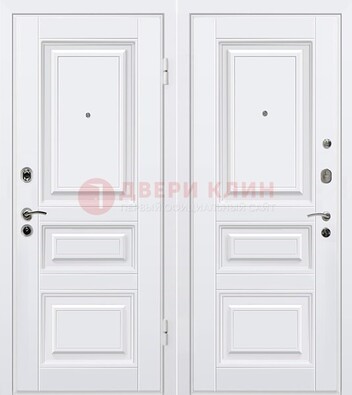 Белая металлическая дверь с МДФ ДМ-179 в Люберцах