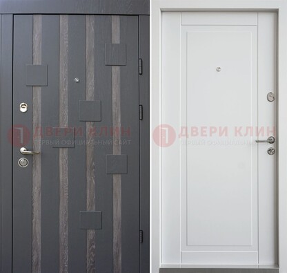 Темная металлическая дверь c белом МДФ внутри ДМ-231 в Люберцах