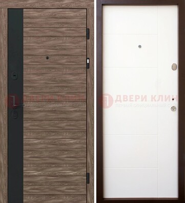 Коричневая входная дверь с черной вставкой МДФ ДМ-239 в Люберцах