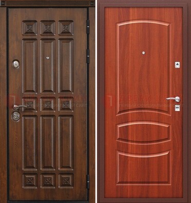Темная металлическая дверь с МДФ и узором ДМ-364 в Люберцах