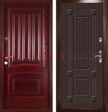 Красная стальная дверь с филенчатой МДФ ДМ-398 в Люберцах