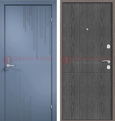 Синяя металлическая дверь МДФ в квартиру ДМ-434 в Люберцах
