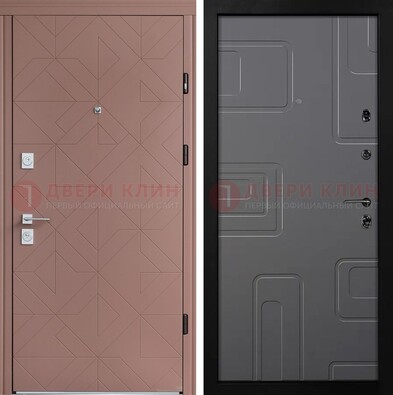 Красная стальная дверь в квартиру с МДФ хайтек ДМ-493 в Люберцах