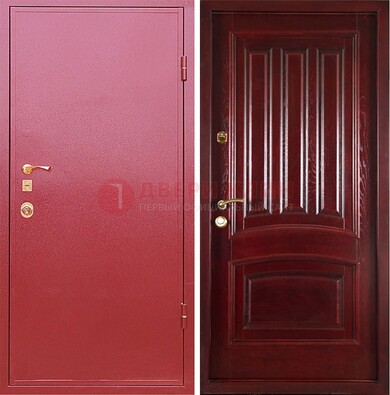 Красная металлическая дверь с порошковым напылением ДП-165 в Люберцах