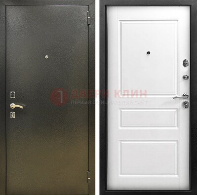 Входная дверь Темное серебро с порошковым напылением и белой МДФ ДП-272 в Люберцах