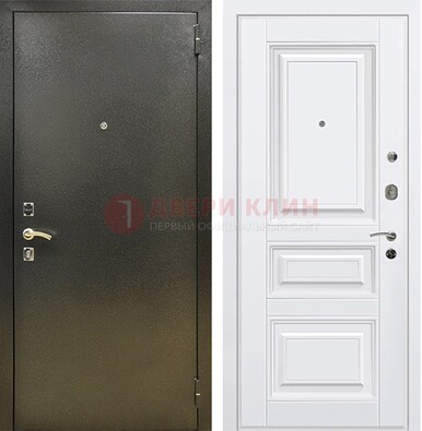 Железная темно-серая дверь с порошковым напылением и белой МДФ ДП-274 в Люберцах