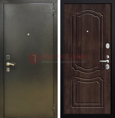 Темно-серая железная дверь с порошковым покрытием и коричневой МДФ ДП-288 в Люберцах