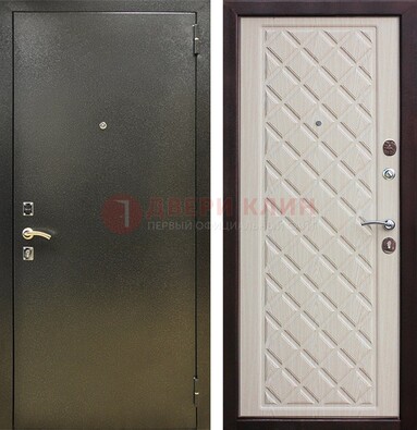 Темно-серая железная дверь с порошковым покрытием и филенчатой МДФ ДП-289 в Люберцах