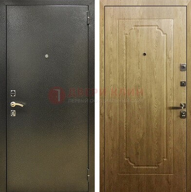 Темно-серая входная дверь с порошковым покрытием и МДФ Золотой дуб ДП-291 в Люберцах