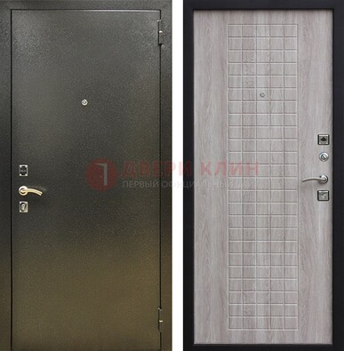 Железная темная дверь с порошковым покрытием и филенчатой МДФ ДП-297 в Люберцах