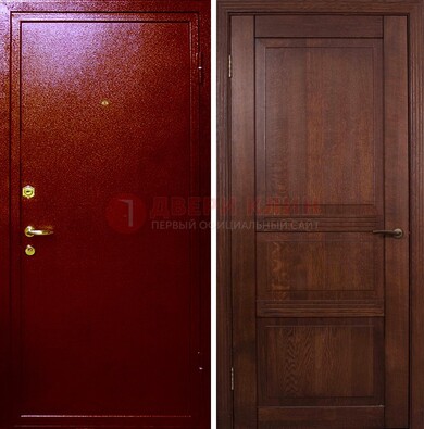 Красная железная дверь с порошковым окрасом ДП-58 в Люберцах