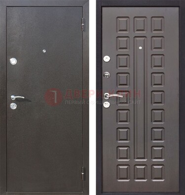 Коричневая железная дверь с порошковым окрасом ДП-63 в Люберцах