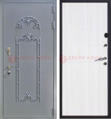 Серая входная дверь с порошковым покрытием ДП-67 в Люберцах