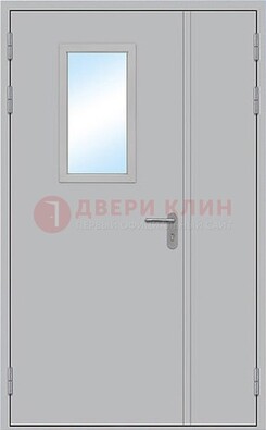 Белая входная техническая дверь со стеклянной вставкой ДПП-10 в Люберцах