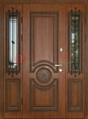 Парадная распашная стальная дверь Винорит со стеклом ДПР-106 в Люберцах