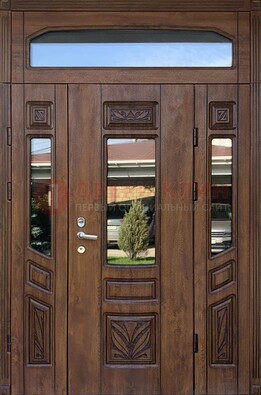Парадная стальная дверь Винорит со стеклом и резьбой ДПР-97 в Люберцах