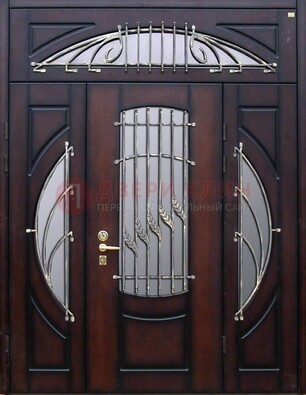 Парадная дверь со стеклянными вставками и ковкой ДПР-9 для улицы в Люберцах