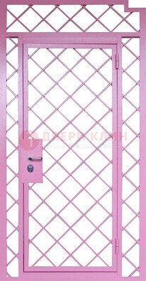 Розовая металлическая решетчатая дверь ДР-15 в Люберцах