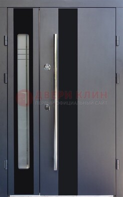Серая стальная дверь со стеклом ДС-11 в Люберцах