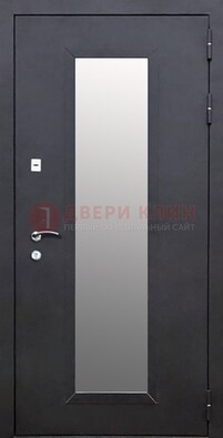 Черная стальная дверь порошок со стеклом ДС-33 в Люберцах
