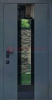 Современная дверь со стеклом для коттеджа ДС-40 в Люберцах