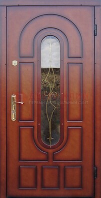 Яркая металлическая дверь Винорит со стеклом и ковкой ДСК-268 в Люберцах