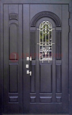 Входная дверь Винорит со стеклом и ковкой с узором ДСК-270 в Люберцах