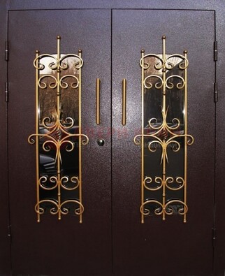 Металлическая дверь с ковкой и остеклением ДСК-49 в Люберцах