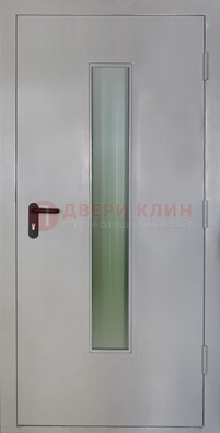 Белая металлическая противопожарная дверь со стеклянной вставкой ДТ-2 в Люберцах