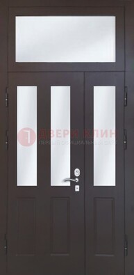 Черная тамбурная дверь со стеклянными вставками ДТМ-38 в Люберцах