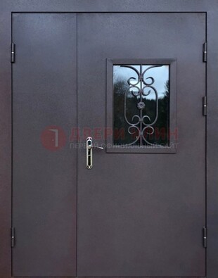 Тамбурная дверь Порошок со стеклом и ковкой ДТМ-48 в Люберцах
