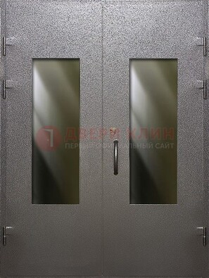 Серая тамбурная дверь со стеклянными вставками ДТМ-8 в Люберцах