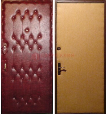 Бордовая металлическая дверь с винилискожей ДВ-1 в Люберцах