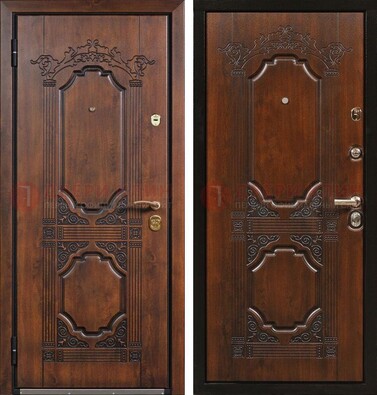 Коричневая железная дверь с виноритом и узором ДВТ-211 в Люберцах