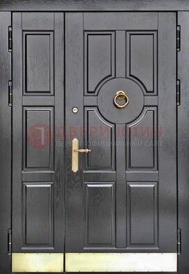 Черная металическая дверь с виноритом для дома ДВТ-241 в Люберцах