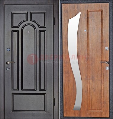 Темная железная дверь с зеркалом ДЗ-35 в Люберцах