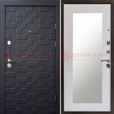 Черная стальная дверь МДФ и зеркалом ДЗ-50 в Люберцах